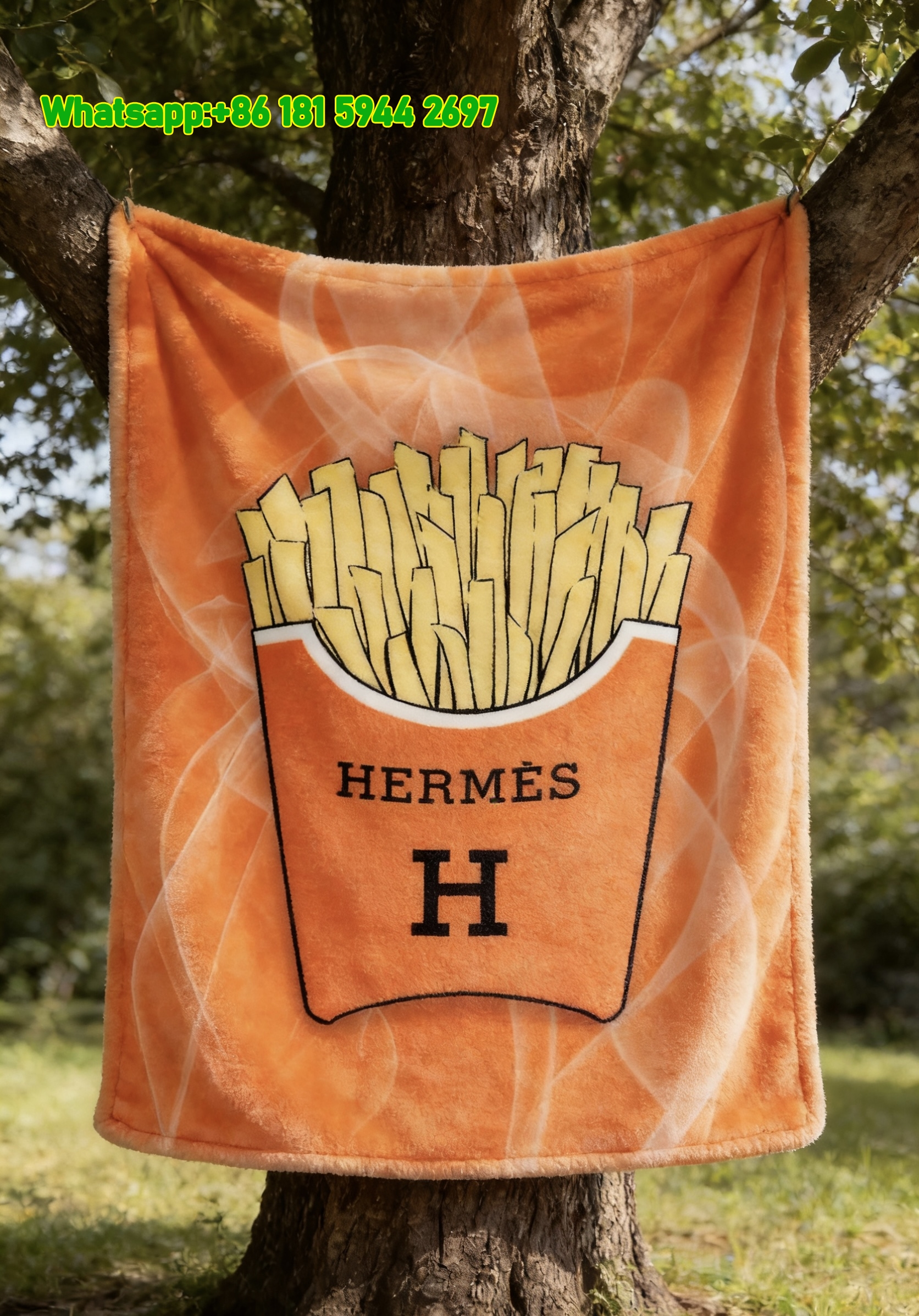Hermès French Fries Flannel Fleece Throw Blanket IMG_5008